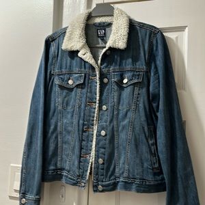 Womens GAP Sherpa Collar Denim Jacket